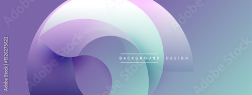 Abstract fluid shapes overlap, creating soft purple, blue gradients. Minimalist design with text background design present.