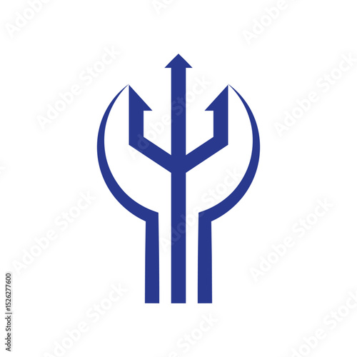 wrench and triton icon logo design illustration
