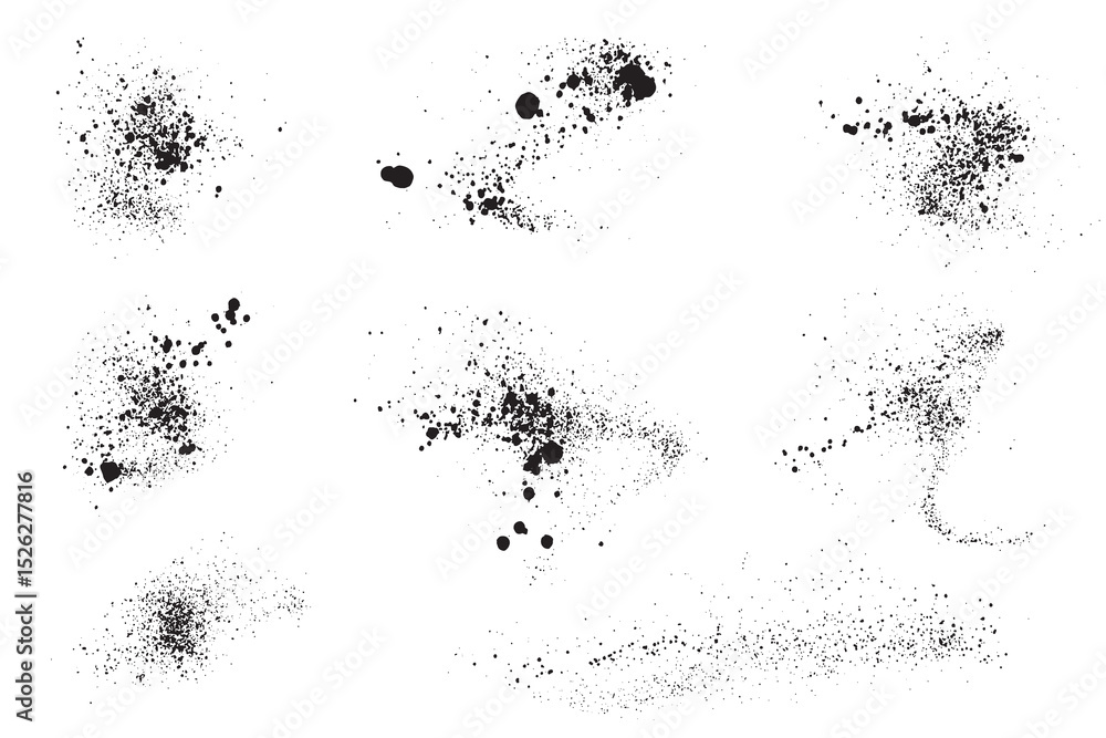 Fototapeta premium Splatter vector hand-drawn paint ink black illustration dirty background set