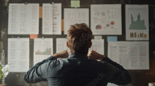 A data analyst studying cognitive bias in data interpretation. Featuring spreadsheets and charts