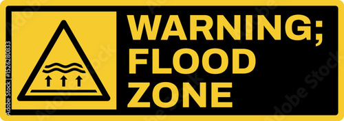 warning safety signs v3 uppercase text_warning ; flood zone landscape size 1/2 a4,a3,a2,a1	