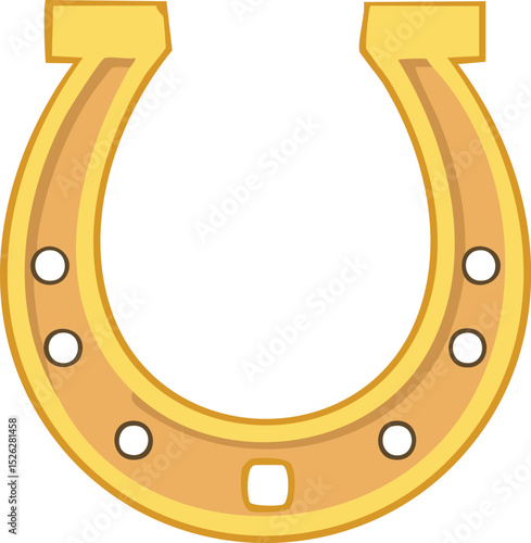 Vector Lucky Horseshoe Icon in Warm Gold Tone with Rounded Edges and Circular Details