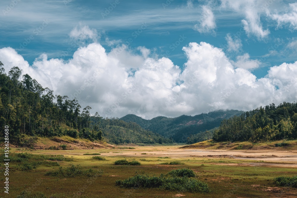 Fototapeta premium Wide shot of the dry land