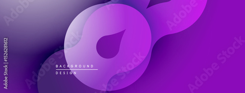 Abstract purple design features overlapping shapes, gradients. Modern aesthetic suitable for backgrounds, presentations. Smooth transitions create depth.
