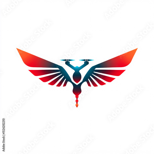 Free Download Modern Phoenix Bird Logo Design with Red and Blue Wings - GFXLoad