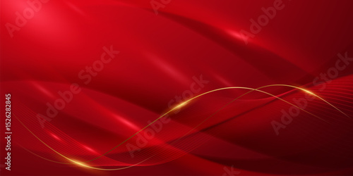 Abstract background design modern red and gold geometric elements vector illustration