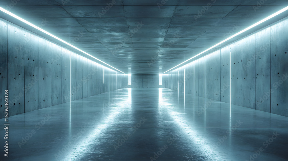 Empty modern underground parking garage with bright fluorescent lighting, concrete walls, and polished floor, offering a clean and spacious environment. : Generative AI Empty modern underground parking garage with bright fluorescent lighting, concrete walls, and polished floor, offering a clean and spacious environment. : Generative AI