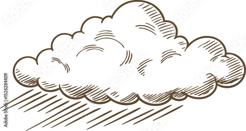 Rain cloud illustration vintage hand drawn sketch weather symbol, cloudy sky, rainfall, meteorology concept