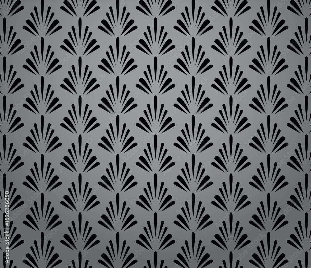 Fototapeta premium Flower geometric pattern. Seamless vector background. Gray and black ornament