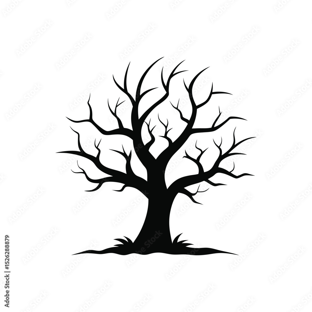 silhouette vector icon of dead tree and branches on white background in Adobe Illustrator Artwork silhouette vector icon of dead tree and branches on white background in Adobe Illustrator Artwork