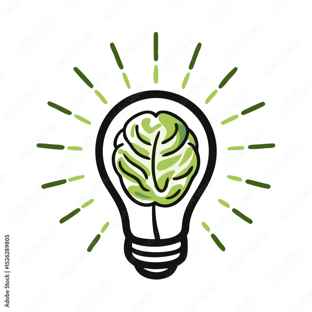 Obraz premium Light bulb with a green leaf symbolizes creativity and sustainability in innovative thinking and eco-friendly ideas