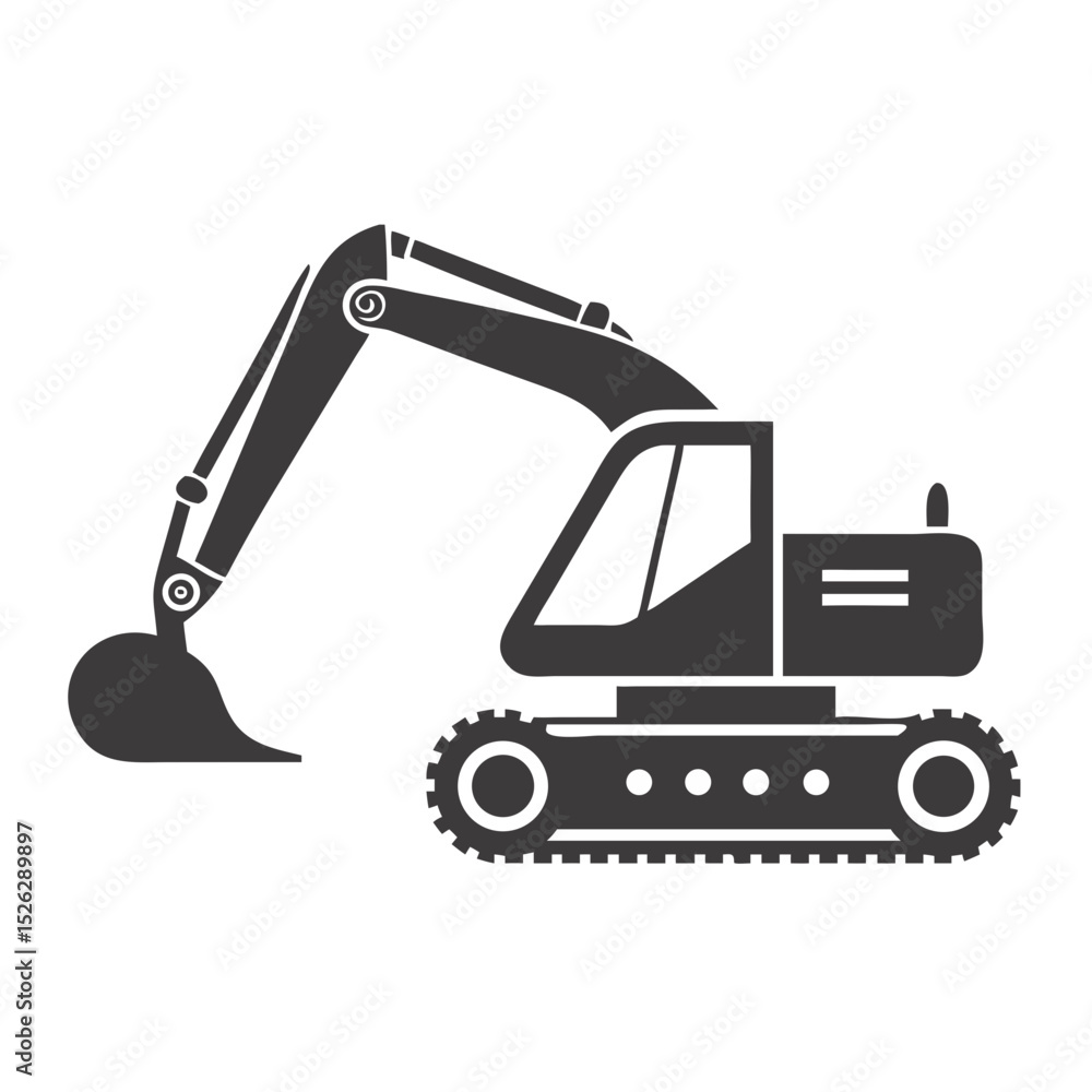 Excavator working on construction site during daytime in urban area with dirt and debris surrounding it Excavator working on construction site during daytime in urban area with dirt and debris surrounding it