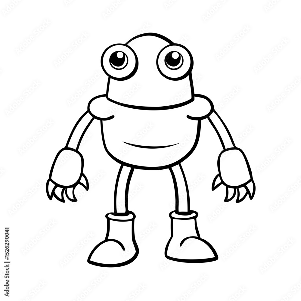 Obraz premium Cartoon character design featuring a quirky frog-like creature with big eyes and boots
