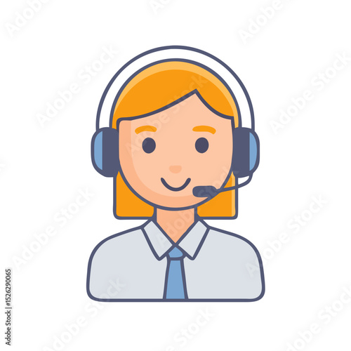 Customer support representative using headset in a modern office environment to assist clients during working hours