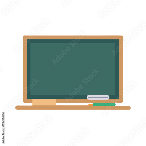 Classroom chalkboard set up for a lesson in a bright educational space with teaching materials nearby
