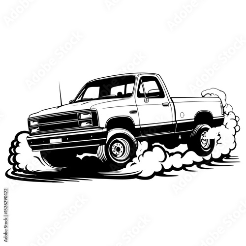 Classic Truck Burnout SVG Vector Outline