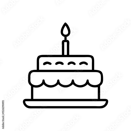 Celebratory cake with a single candle on top, ideal for birthday gatherings or festive occasions