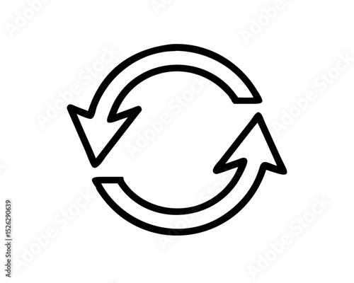 Circular arrows representing recycling concept in a minimalist design on a white background