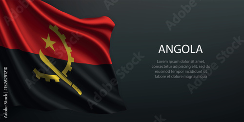 Angola national flag waving on dark background