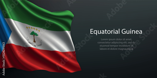 Equatorial Guinea national flag waving on dark background