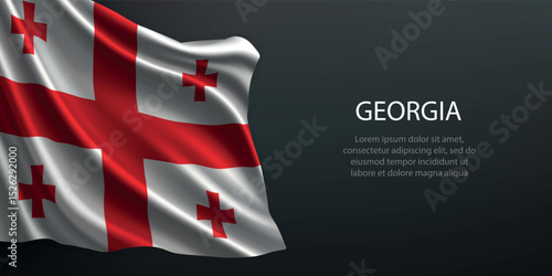 Georgia national flag waving on dark background