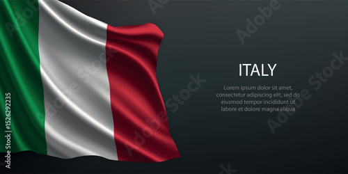 Italy national flag waving on dark background