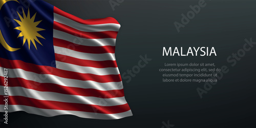 Malaysia national flag waving on dark background