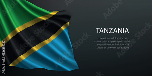Tanzania national flag waving on dark background