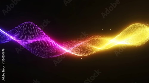 Horizontal sound wave purple pink gold audio spectrum on dark background