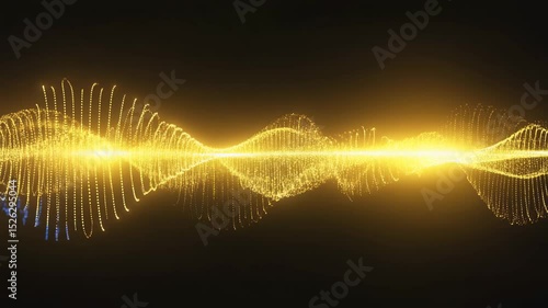 Golden audio sound wave visualization on black background loop