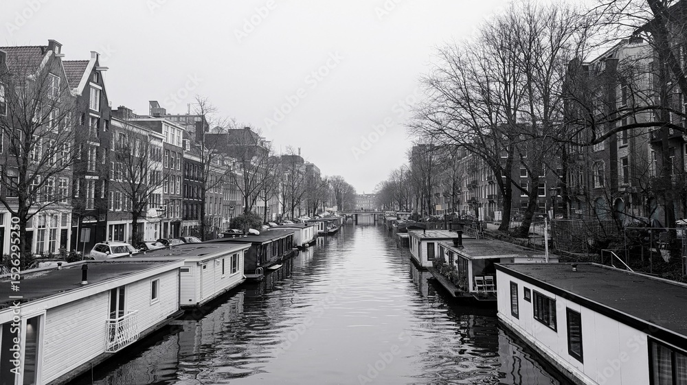 Fototapeta premium canal in amsterdam netherlands