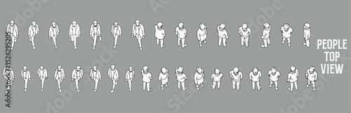 Top of view arban people architectural vector illustration