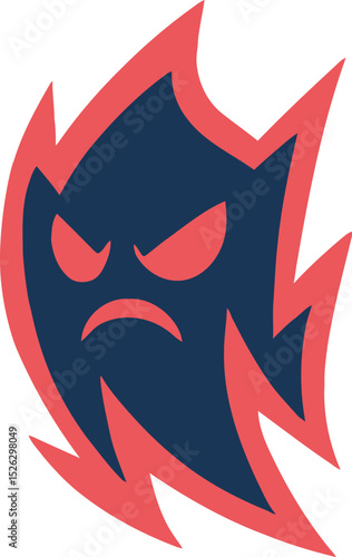 Flaming angry ghost icon vector. 