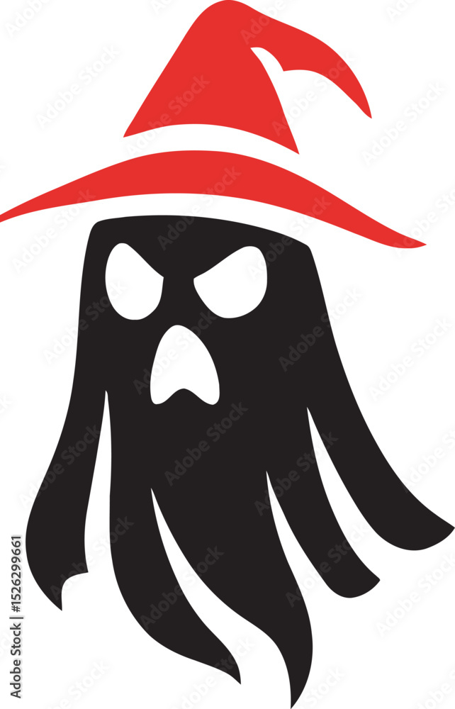 Fototapeta premium ghost wearing red wizard hat icon