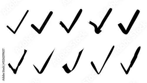 Minimal check mark vector icon collection in flat design style. Perfect for user interface, checklist, confirmation symbol, success message or graphic element.