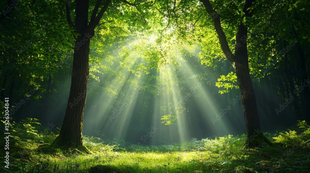 Fototapeta premium A forest canopy where light flows like water