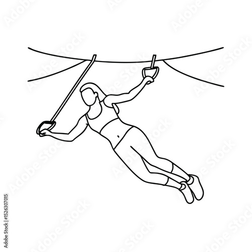 Woman doing aerial fitness line drawing exercise