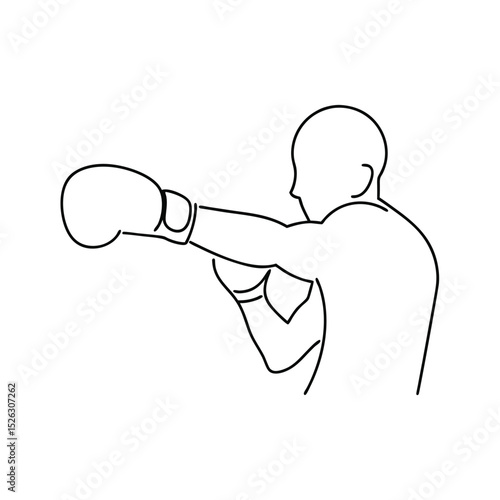 Boxer line drawing punching powerful athlete sport