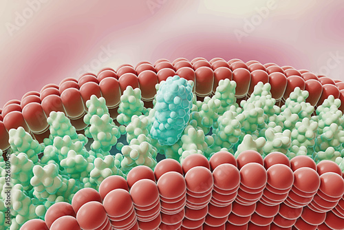 Microscopic Cellular Structure 121.eps Protein-Lipid Interaction Visualization