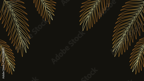 Discover our luxurious golden palm leaves vector, ideal for upscale designs and branding. This elegant tropical artwork enhances any project with sophistication, warmth, and a touch of nature’s beauty