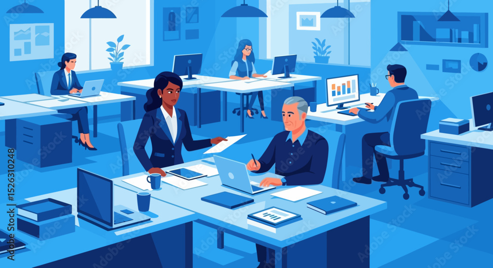 Modern Office Workspace Collaboration and Productivity in a Professional Setting Modern Office Workspace Collaboration and Productivity in a Professional Setting