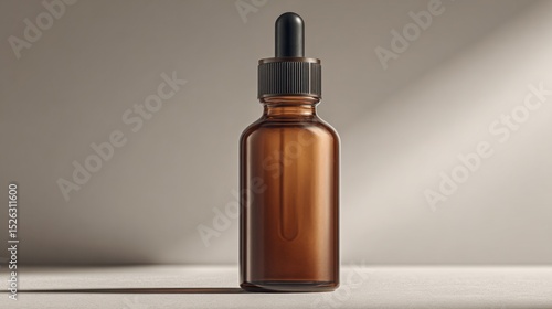 Wallpaper Mural Amber Glass Dropper Bottle on Beige Surface, Representing Natural Beauty, Organic Wellness, and Pharmaceutical Packaging : Generative AI Torontodigital.ca