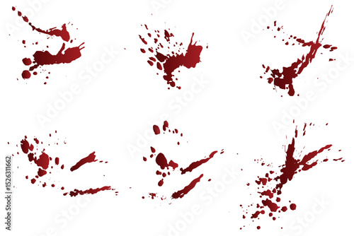 Gradient red splatter realistic vector blood background collection