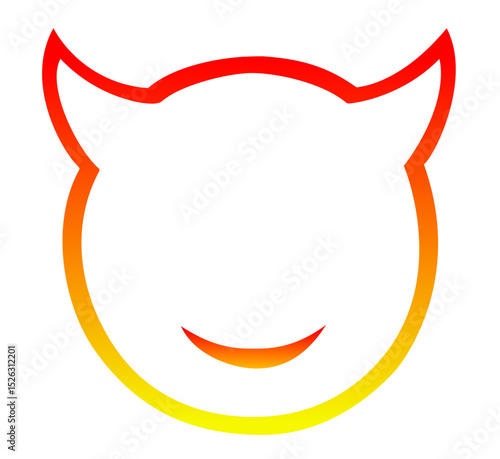 Devilish Face with Horns and Evil Smile in Fiery Gradient – Revenge, Anger, Victory in Battle, Eye for an Eye, Dark Character Emotion, Villainous Mood, Gaming Avatar or Fiery Inner Rage Expression