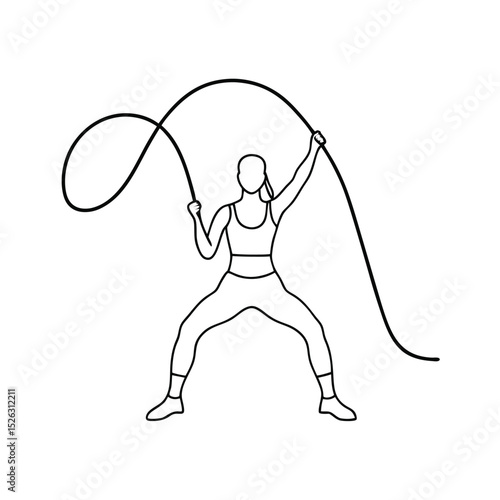 Woman Fitness Exercise Workout Battle Rope Training Strength Power