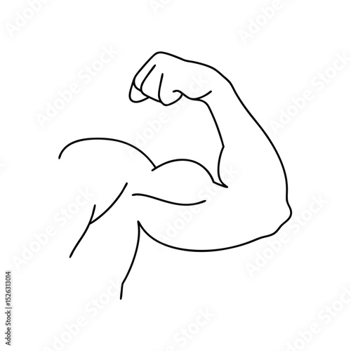 Flexed bicep line drawing strong arm muscle power fitness