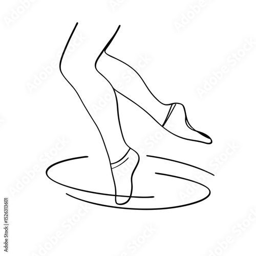Elegant line drawing of ballerina legs in motion