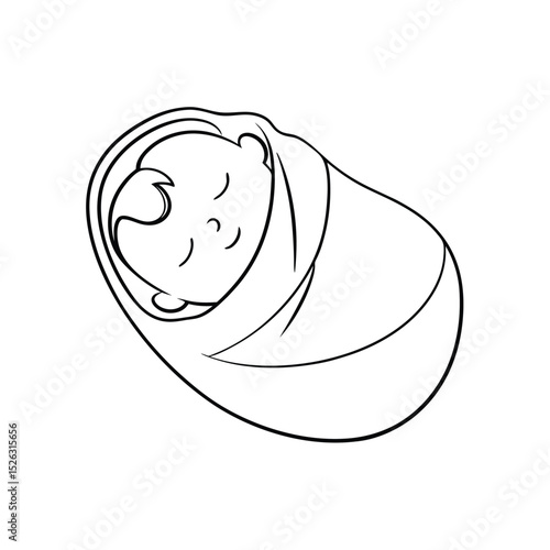 Sweet dreams baby line drawing newborn swaddled infant