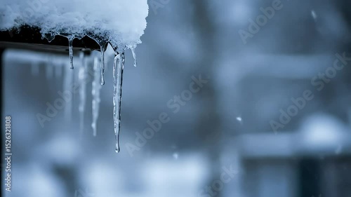 Icicles Dripping from Roof Edge with Soft Winter Breeze – Static Ambient Snow Loop