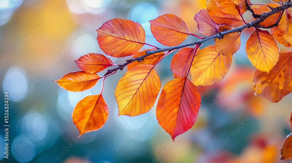 Colorful Autumn Leaves on Tree Branch Colorful Autumn Leaves on Tree Branch